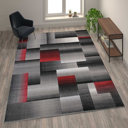 Flash Furniture Red 8' x 10' Modern Color Blocked Area Rug ACD-RGTRZ861-810-RD-GG